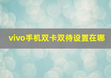 vivo手机双卡双待设置在哪