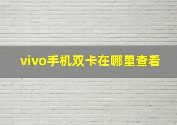 vivo手机双卡在哪里查看