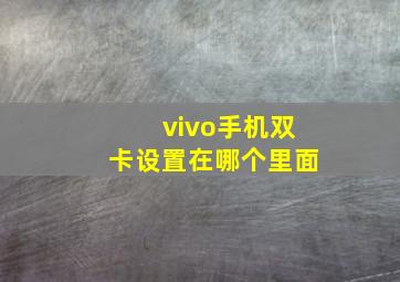 vivo手机双卡设置在哪个里面