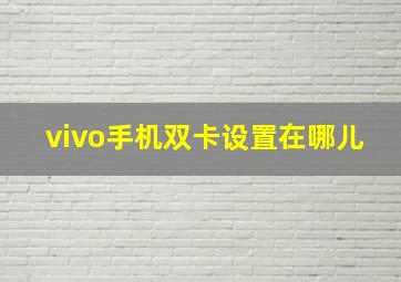 vivo手机双卡设置在哪儿