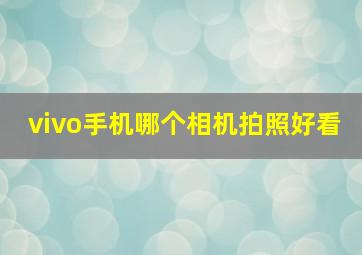 vivo手机哪个相机拍照好看