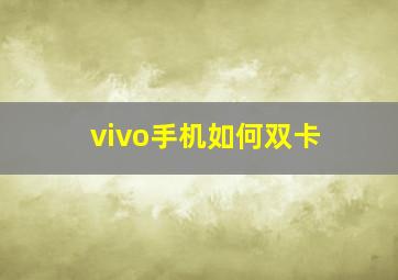 vivo手机如何双卡