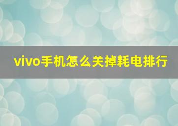 vivo手机怎么关掉耗电排行