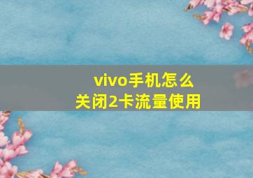 vivo手机怎么关闭2卡流量使用