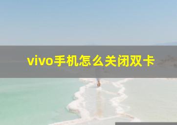 vivo手机怎么关闭双卡