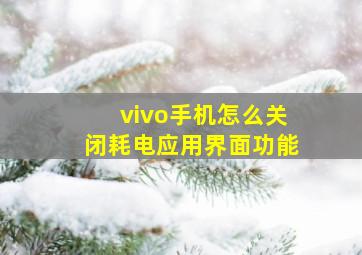 vivo手机怎么关闭耗电应用界面功能