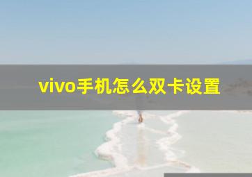 vivo手机怎么双卡设置