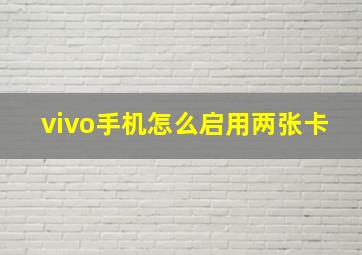 vivo手机怎么启用两张卡