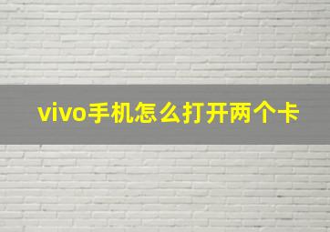 vivo手机怎么打开两个卡