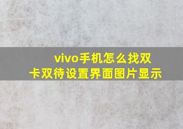 vivo手机怎么找双卡双待设置界面图片显示