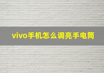 vivo手机怎么调亮手电筒