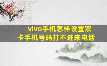 vivo手机怎样设置双卡手机号码打不进来电话