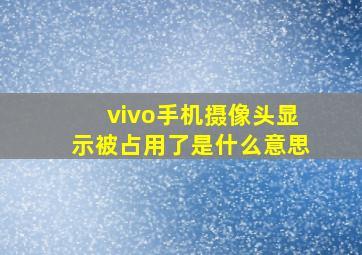 vivo手机摄像头显示被占用了是什么意思