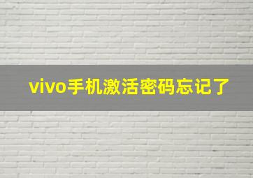 vivo手机激活密码忘记了