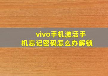 vivo手机激活手机忘记密码怎么办解锁