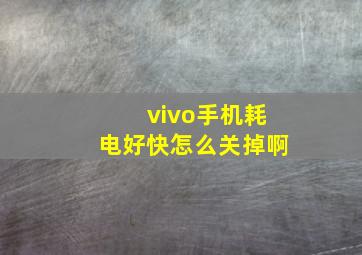 vivo手机耗电好快怎么关掉啊