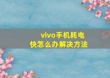 vivo手机耗电快怎么办解决方法