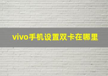 vivo手机设置双卡在哪里