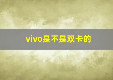 vivo是不是双卡的