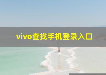 vivo查找手机登录入口