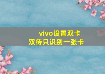 vivo设置双卡双待只识别一张卡