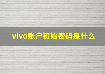 vivo账户初始密码是什么