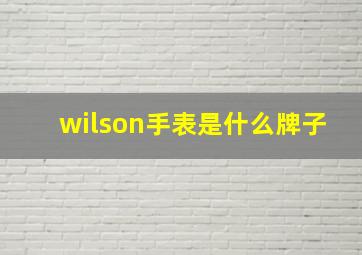 wilson手表是什么牌子