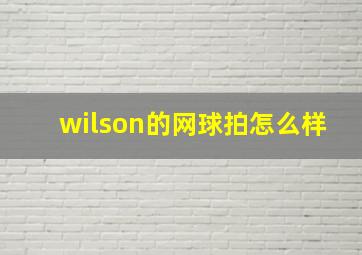 wilson的网球拍怎么样