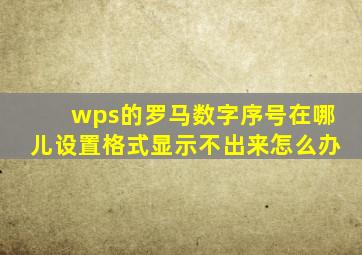 wps的罗马数字序号在哪儿设置格式显示不出来怎么办