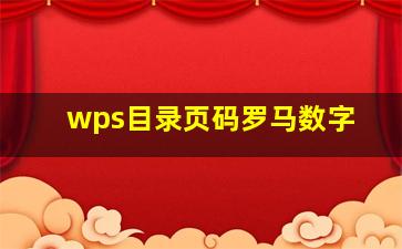 wps目录页码罗马数字