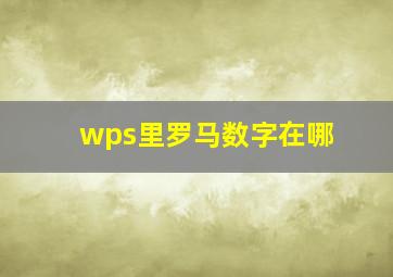 wps里罗马数字在哪