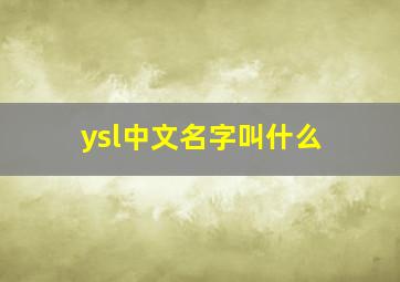 ysl中文名字叫什么