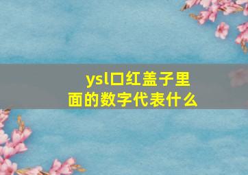 ysl口红盖子里面的数字代表什么