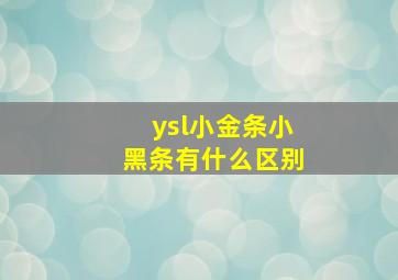 ysl小金条小黑条有什么区别