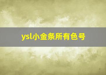 ysl小金条所有色号