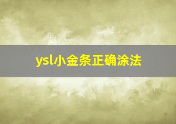 ysl小金条正确涂法