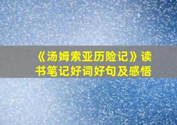 《汤姆索亚历险记》读书笔记好词好句及感悟