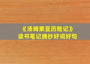 《汤姆索亚历险记》读书笔记摘抄好词好句