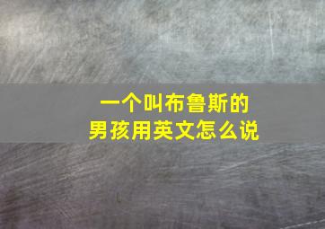 一个叫布鲁斯的男孩用英文怎么说