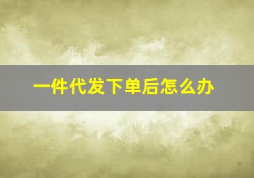 一件代发下单后怎么办