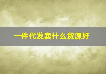 一件代发卖什么货源好