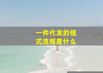 一件代发的模式流程是什么