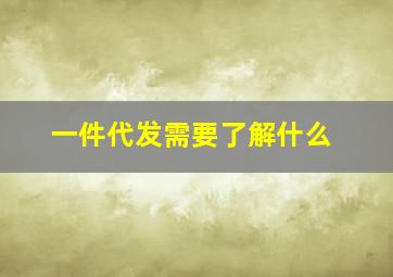 一件代发需要了解什么