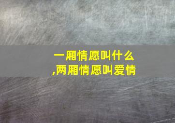 一厢情愿叫什么,两厢情愿叫爱情