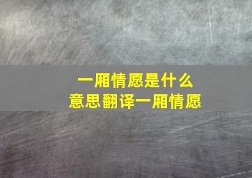 一厢情愿是什么意思翻译一厢情愿