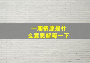 一厢情愿是什么意思解释一下