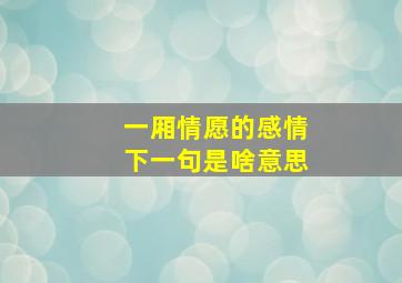 一厢情愿的感情下一句是啥意思