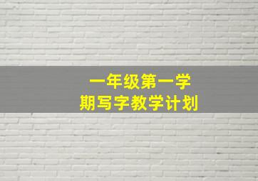 一年级第一学期写字教学计划