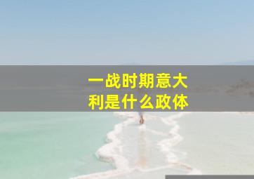 一战时期意大利是什么政体