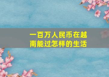 一百万人民币在越南能过怎样的生活